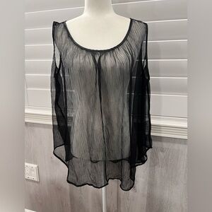 Butch Barclay Sheer Black Chiffon Tunic Tank M USA Boho Layering Versatile
